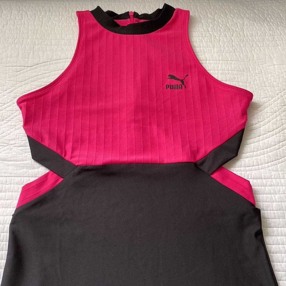Puma Bodycon Cutout Mini Dress Hot Pink Black M NWT - Picture 4 of 17